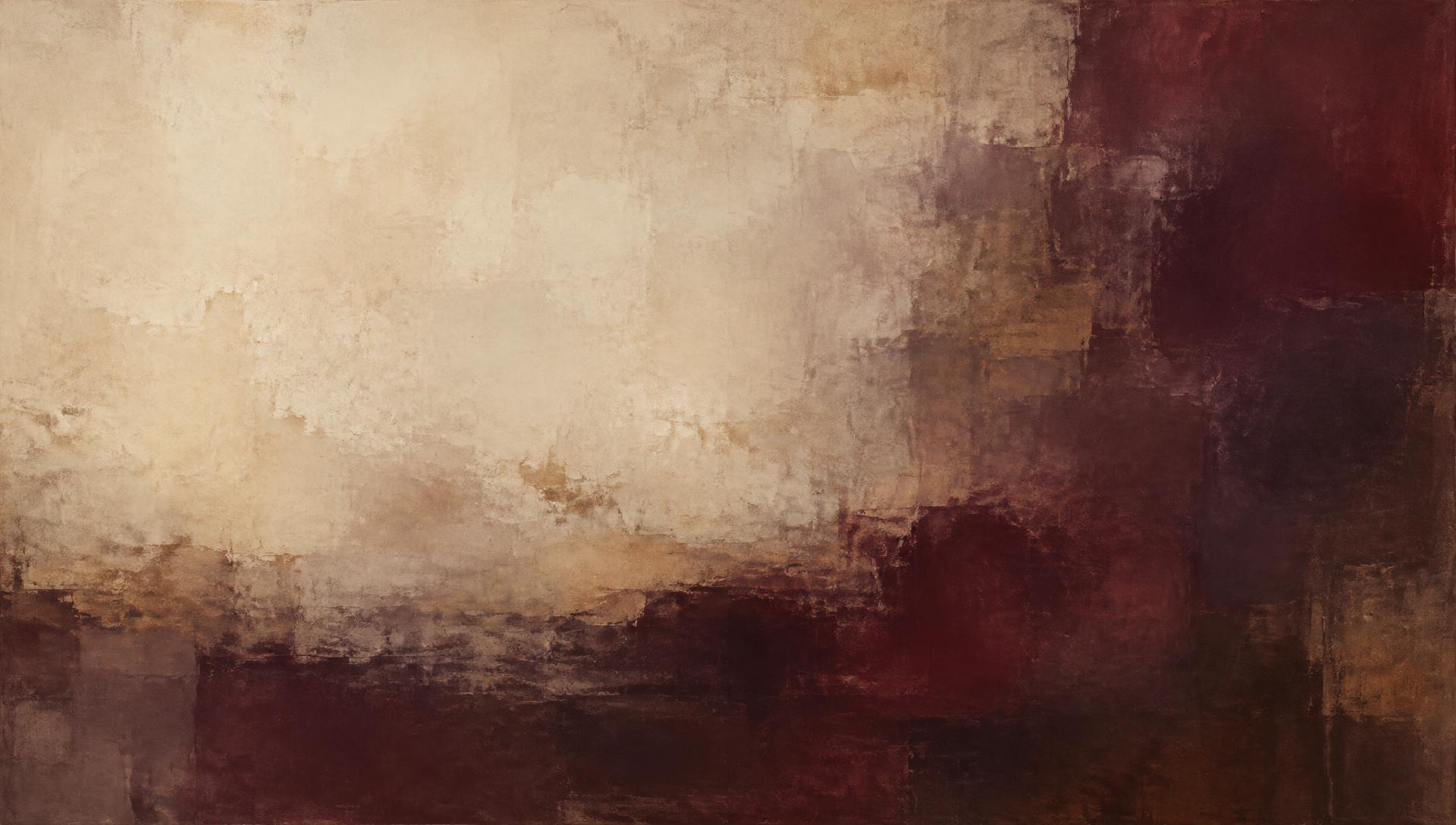 Original abstract painting in ivory and deep wine tones